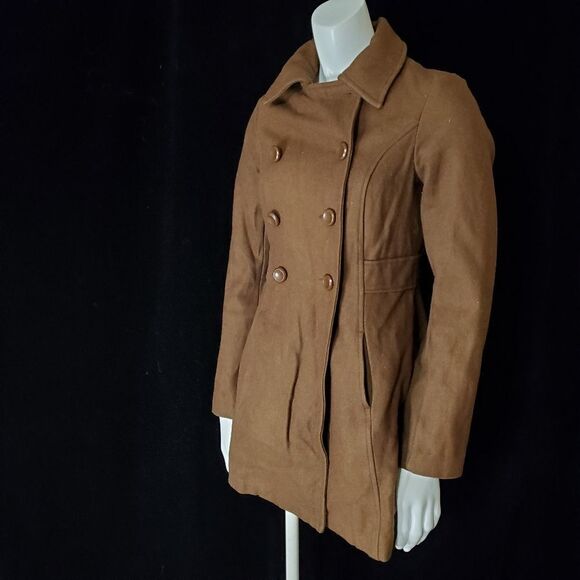 Anthropologie Tulle Brown Double Breasted Coat - Picture 1 of 7